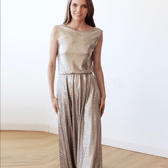 Bridesmaids dress sparkly backless gold - Picture 2 of 4